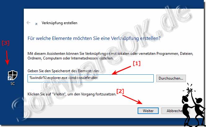 Erstellen von einer Sicherheit Center Verknpfung am Windows 10 Desktop!