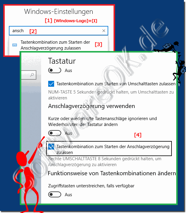Tastatur Anschlagverzgerung deaktivieren unter Windows 10!