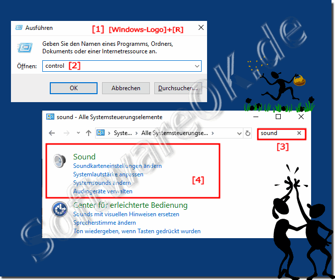 Erweiterte Soundeinstellungen auf Windows ber Systemsteuerung!