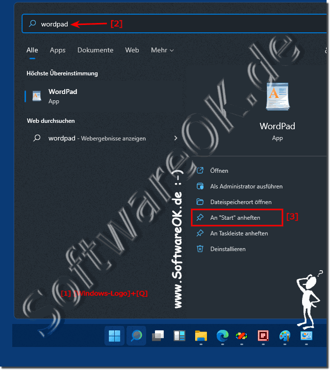 Wordpad fr das Windows 11 Start-Men!