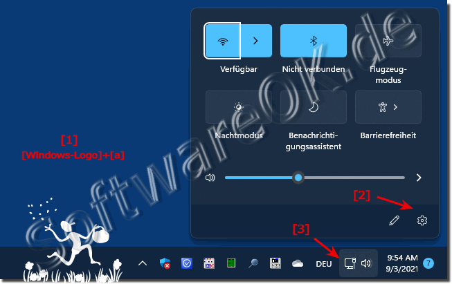 Die Windows 11 Einstellungen im Aktions-Men!