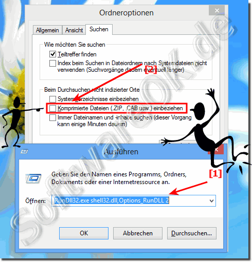 In Windows-8 Komprimierte Dateien bei der Datei Suche einbeziehen oder ausschlieen