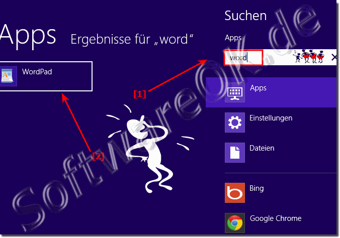 Windows 8 WordPad ber die Windows-8 suche starten und ffnen