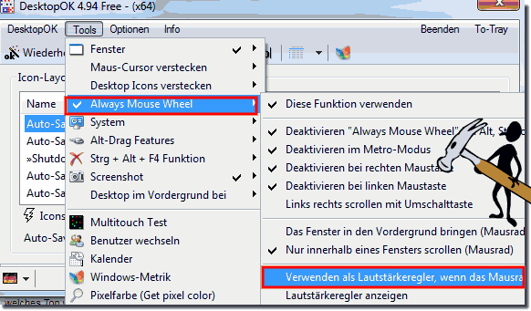 Desktop-OK Windows Lautstrke-Mixer!