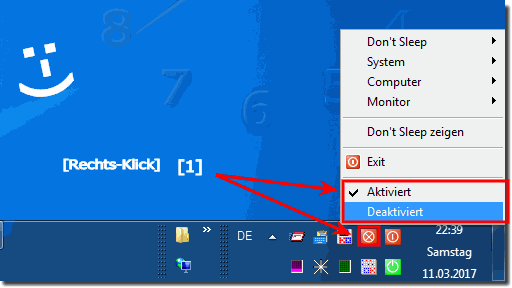 DontSleep deaktivieren ber den Windows To-Tray Bereich!