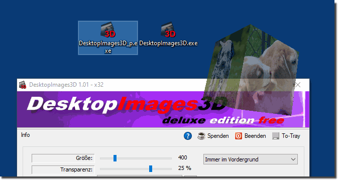 Das Desktop Bilder in 3D Anzeige Tool für alle MS Windows Betriebssysteme!
