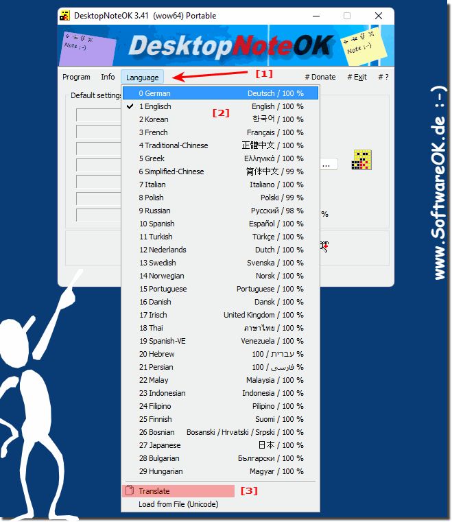 Desktop Notizen Programm Falschen Sprache ndern!