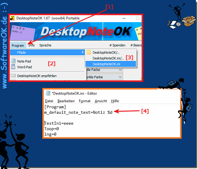 Standardtext fr die Desktop-Kurznotiz unter Windows 10, 8.1, ...!