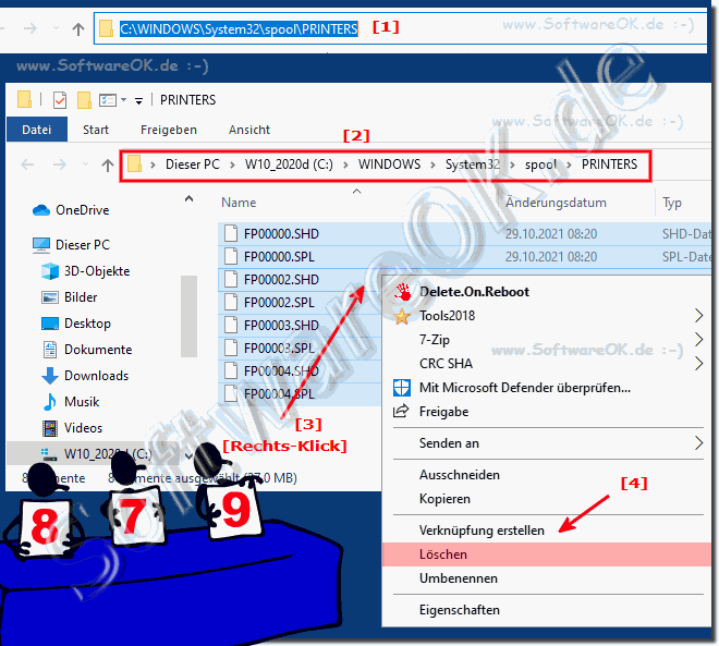 Prfen des Druckerwarteschlange Ordners im Explorer!