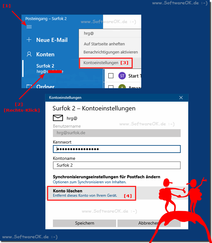 Bei Windows Mail ein E-Mail Konto entfernen!