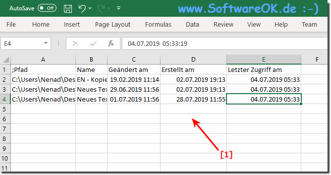 Datei Zeiten ber Zwischenablage zu Excel!