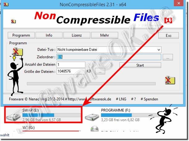 Einschrnkungen bei der Dateigre von nicht komprimierbaren Datei!