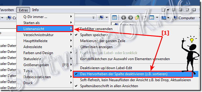 Probleme in Windows 7 bei Farbeinsatz wird die Sortierspalte in weiß hervorgehoben!