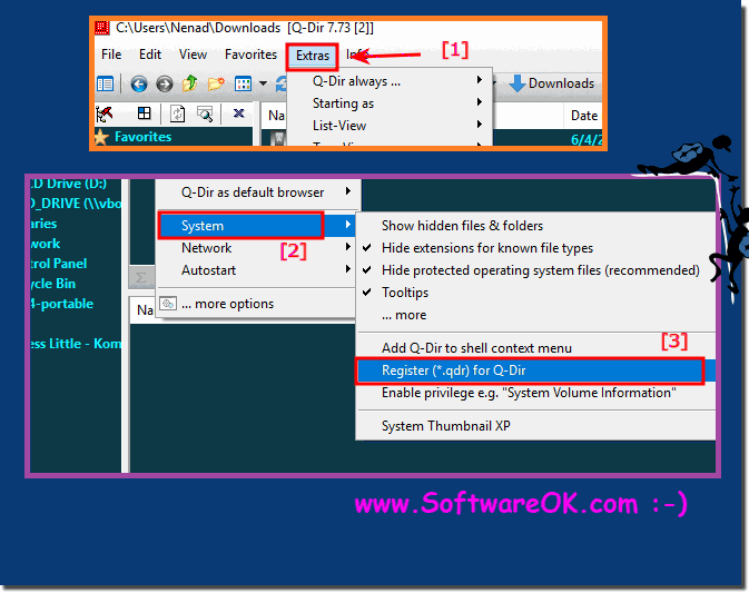 Registrieren Sie * .qdr fr den benutzerdefinierten Start des Quad-File-Explorers!