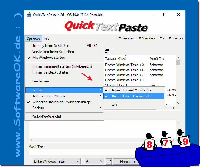 Datum und Uhrzeit Format fr Windows in QuickTextPaste!