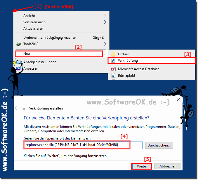 Desktop-Verknpfung Ausfhren-Dialog unter Windows 10!