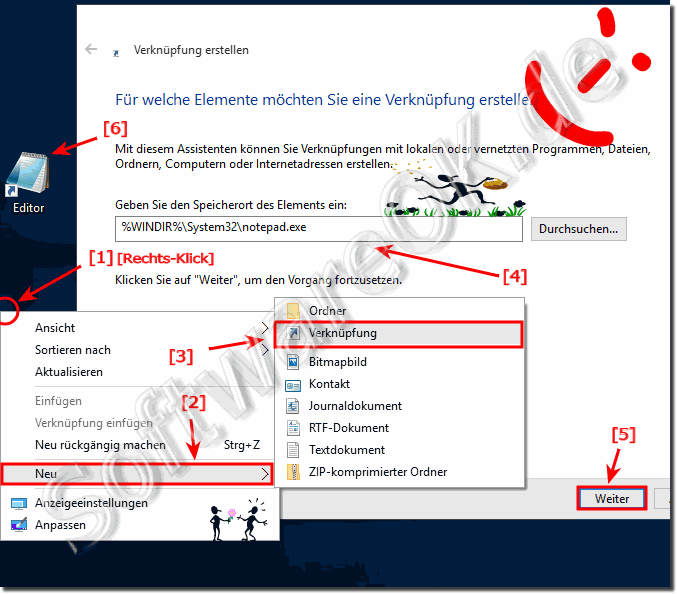 Windows-10 Text-Editor Notepad Desktop-Verknpfung!