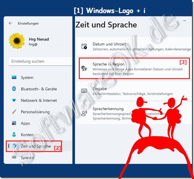 Einstellungen fr Sprache und Region in Windows 11!