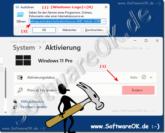 Produkt Key ndern Windows 11, oder Home auf Pro machen!