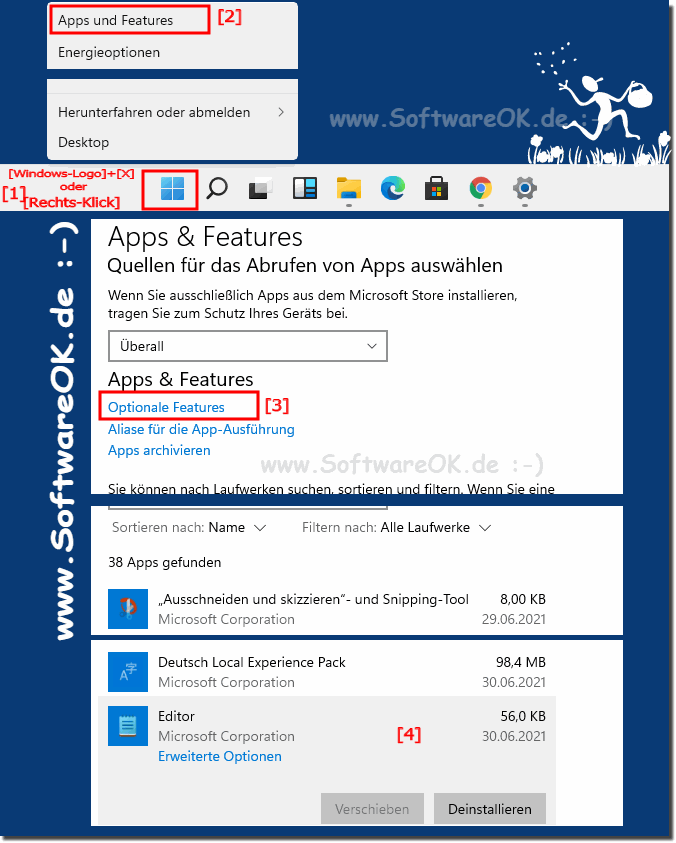 Programme und Funktionen unter Windows 11 Entfernen!