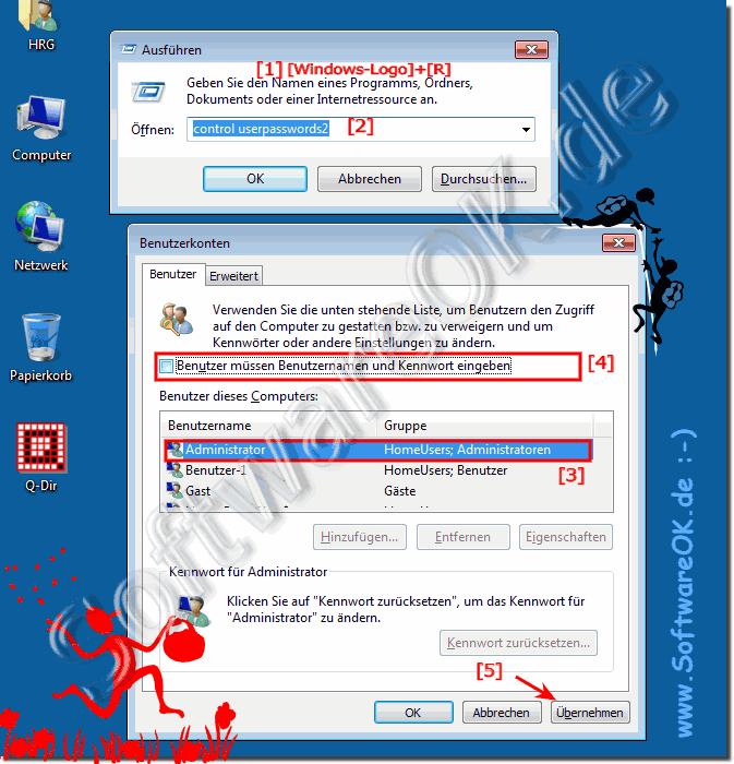 Automatische Anmeldung ohne Kennwort / Passwort unter MS Windows OS!