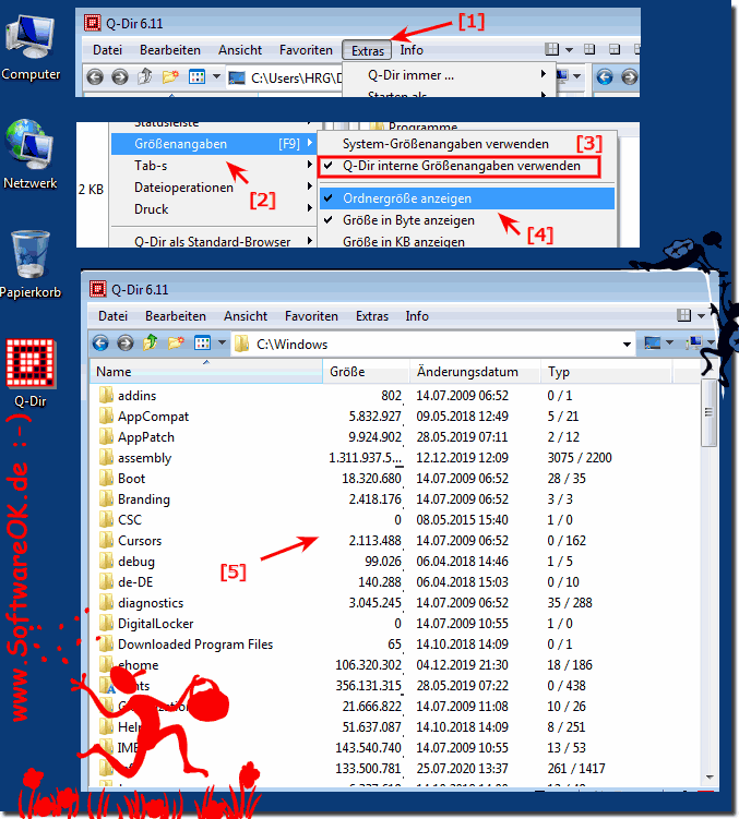 Ordnergre im Windows 7, 8.1, 10 Explorer anzeigen!