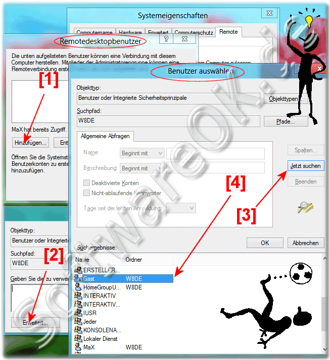 Benutzerauswahl fr die Remotedesktopverbindung unter Windows-8