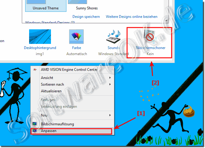 Bildschirmschonereinstellungen ber den Windows 8.1 Desktop