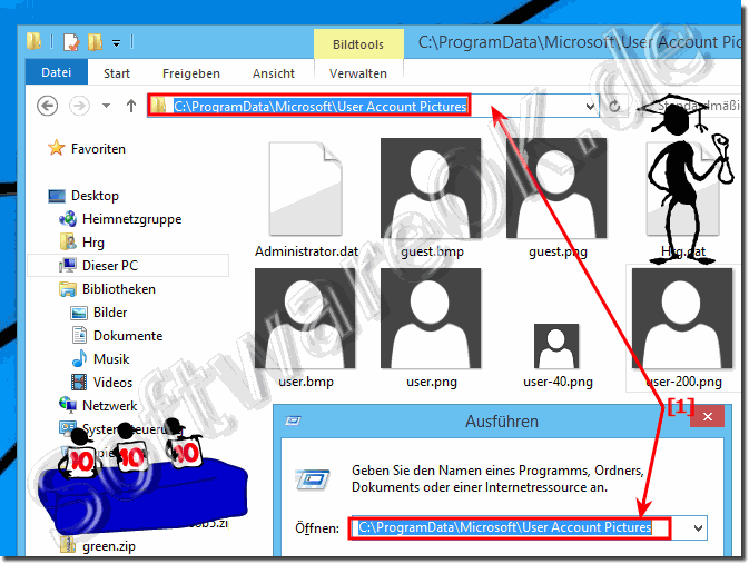 Das Verzeichnis mit den Standard Bilder fr Benutzer in Windows 8.1 und 8!