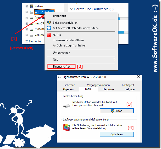Defragmentieren ber den MS-Explorer in Windows 8.1 und 8!