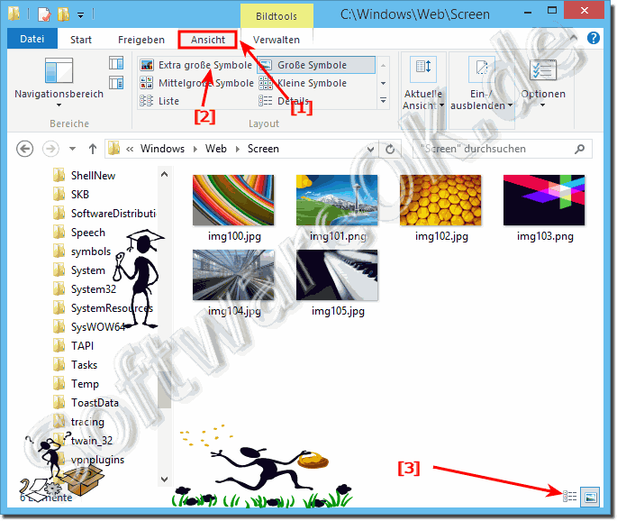 Extra groe Symbole in der Miniaturansicht MS-Explorer in Windows 8, 8.1, 9!