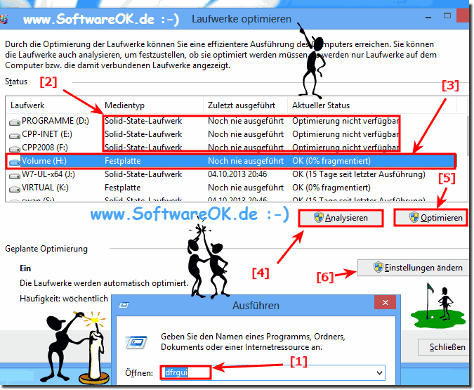 ffnen der Defragmentierung in Windows 8.1 und 8 zur Festplatten-Optimierung!