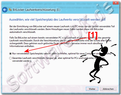 Verwendeten Speicherplatz oder Gesamtes Laufwerk verschlsseln mit BitLocker bei Windows-8