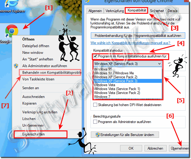 Wie kann ich bei Windows-8 Programm im Kompatibilittsmodus ausfhren?