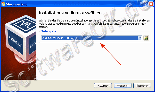 Windows-8 Installationsmedium auswhlen