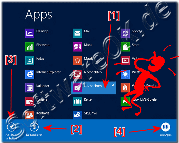 Windows 8 App-s (Anwendungen) zum Win8 Start-Men hinzufgen