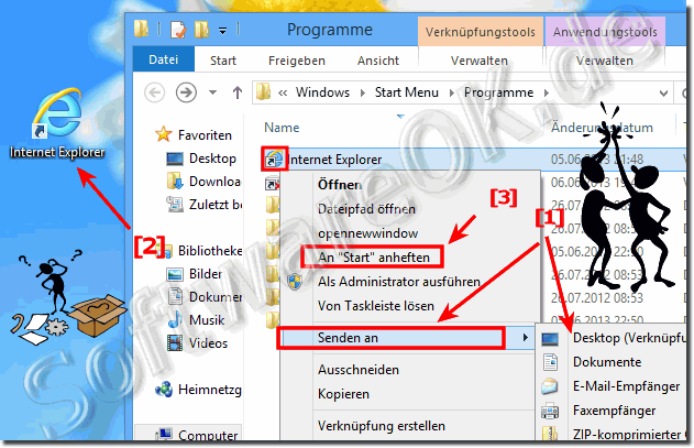 Windows 8 Verknpfung auf dem Desktop Internet Explorer 10.0