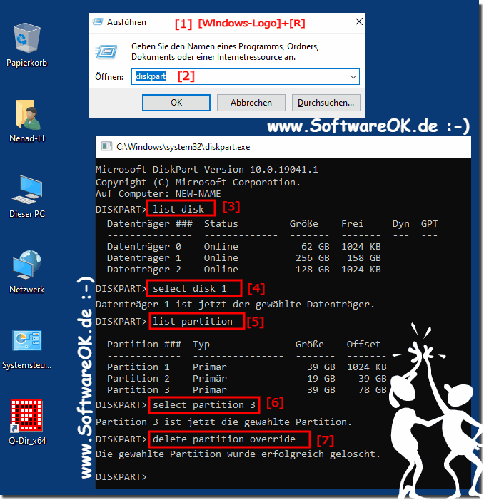 Partition mit Diskpart lschen unter Windows 10, 8.1 und MS Server!
