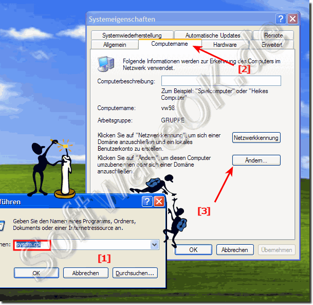 Arbeitsgruppe und Computername ndern unter Windows-XP!