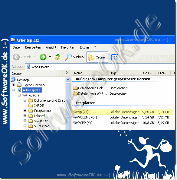 Wie Gro ist Windows XP auf der Festplatte?