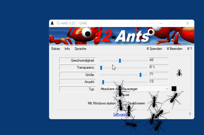 12-Ameisen, die am Desktop spazieren, sind sehr lustig!