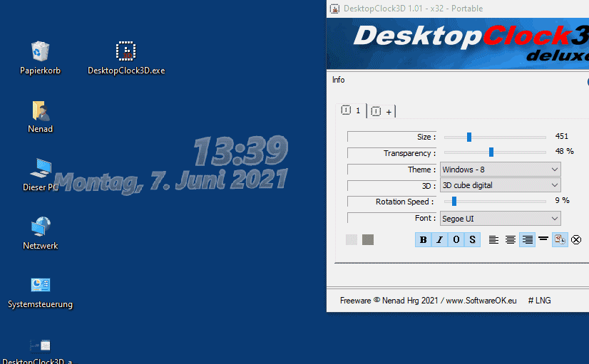 Fr Windows eine einfache Digitaluhr am Desktop!