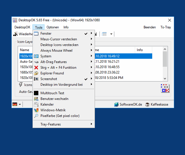 Viele weitere Windows Tools und Features in Desktop-OK!