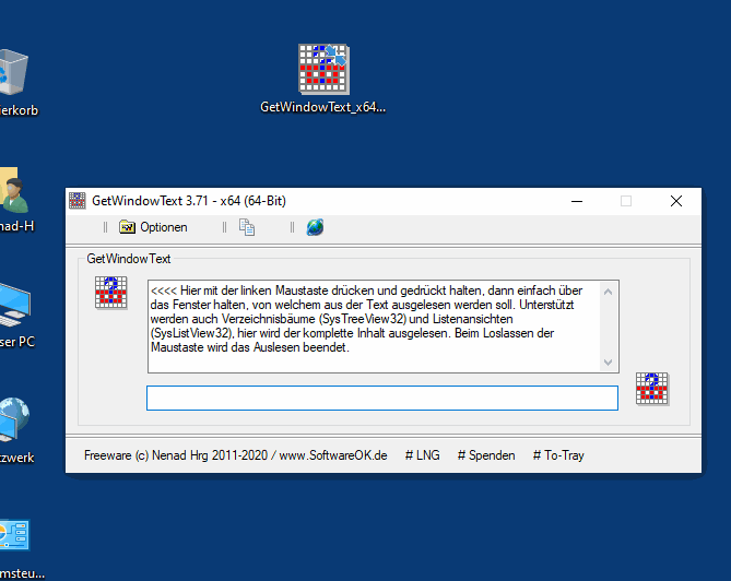 what does getwindowtext show