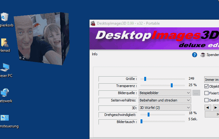 Beispiel wenn das Tool Bilder in 3D dreht auf einem MS Windows OS!