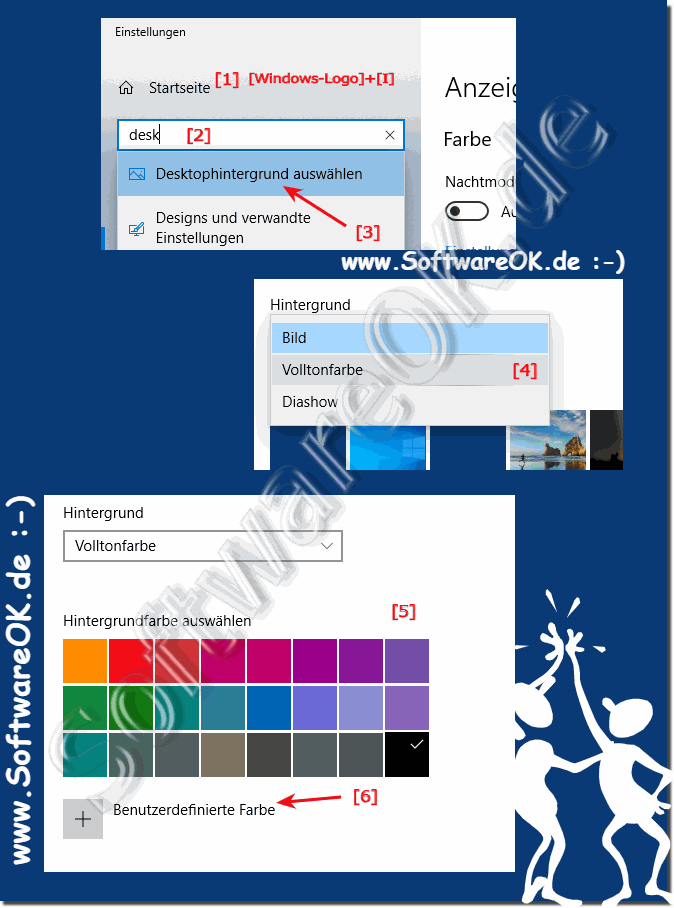 Einfarbige Desktop Hintergrnde auf Windows 10!