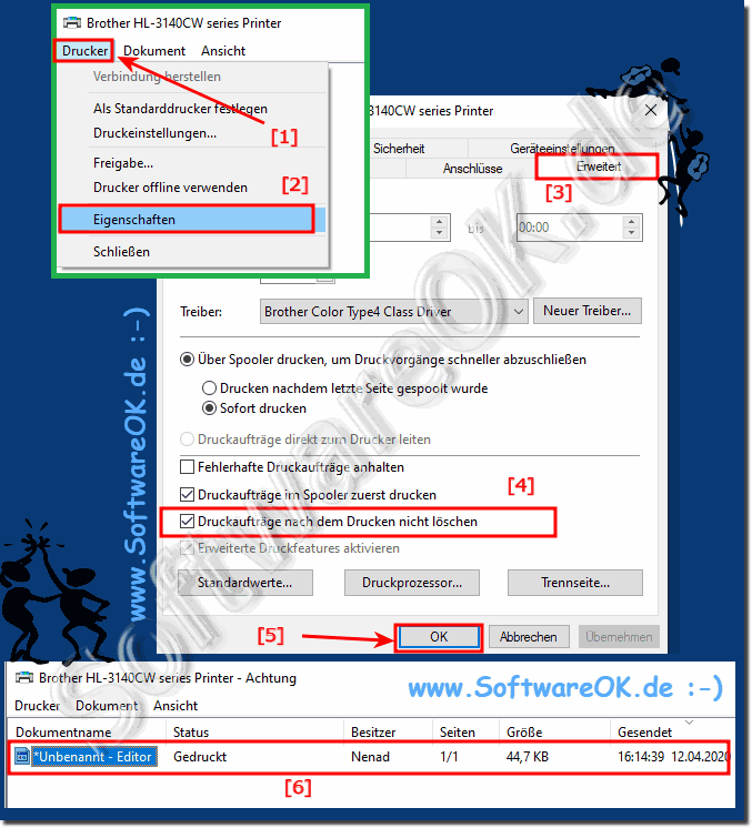 History / Verlauf der gedruckten Dokuments in Windows 10, 8.1, 7 aktivieren!