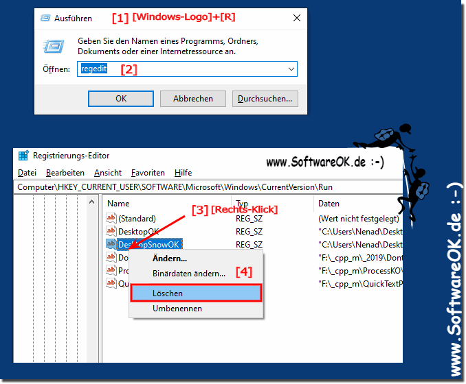 Autostart Eintrag in der Windows Registry Lschen!