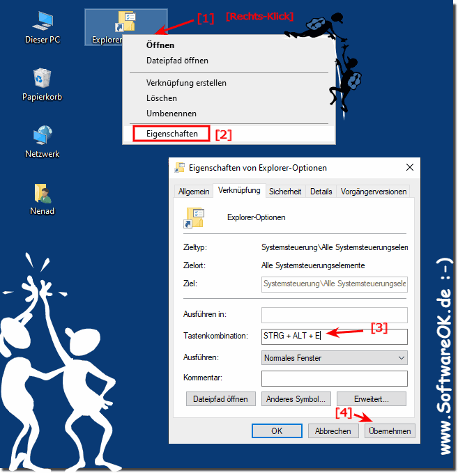 Tastenkrzel Windows Explorer Optionen fr das Schneller ffnen!