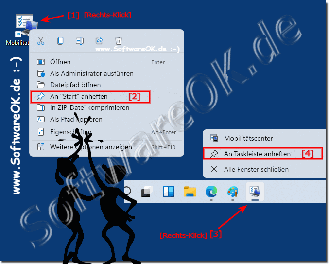 Mobilittscenter in der Windows 11 Taskleiste und im Start-Menu!